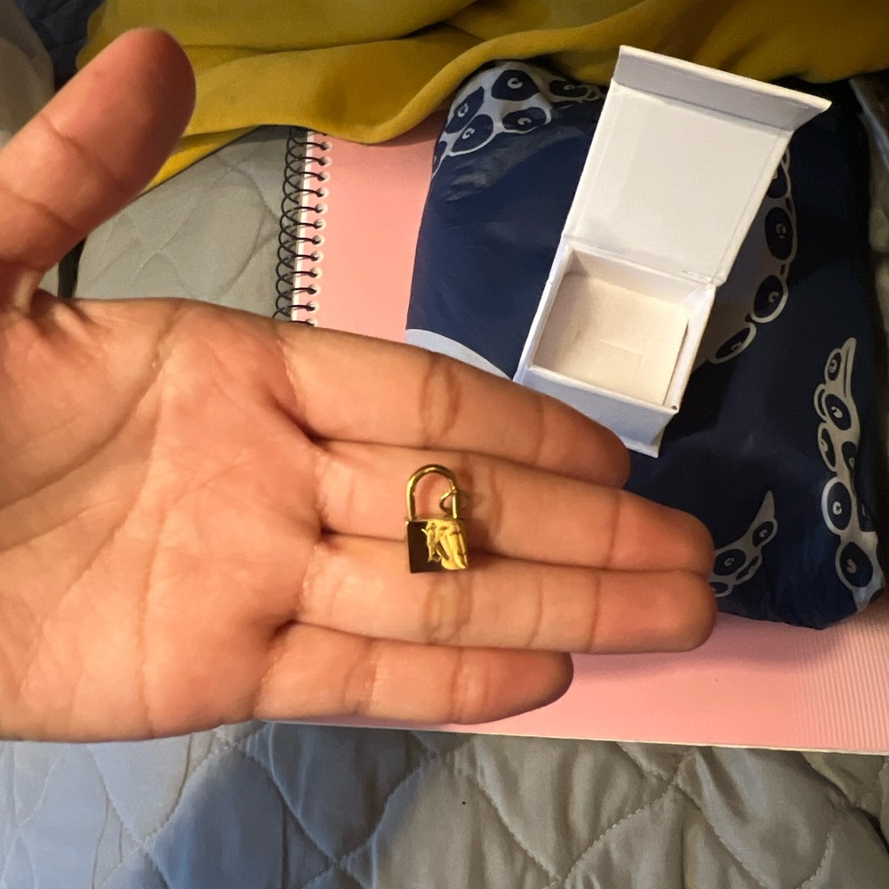 Gold and Black Padlock Pendant Necklace